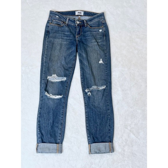 Paige Skinny Verdugo Ankle Jeans Size 25 Brady Destructed Medium Wash - Picture 3 of 8